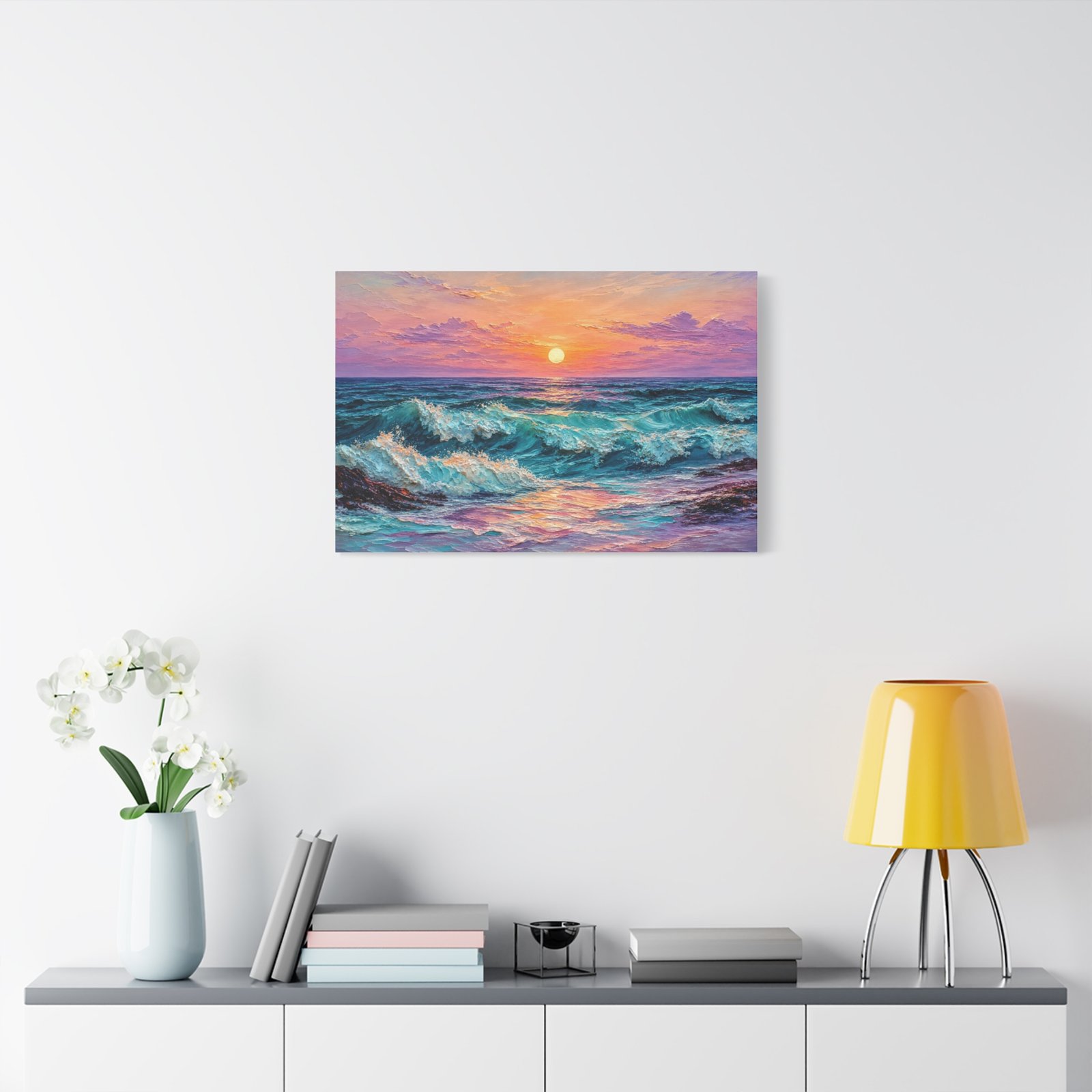 Sunset Ocean Waves Matte Canvas Print — Seaside Beach Wall Art - Image 19