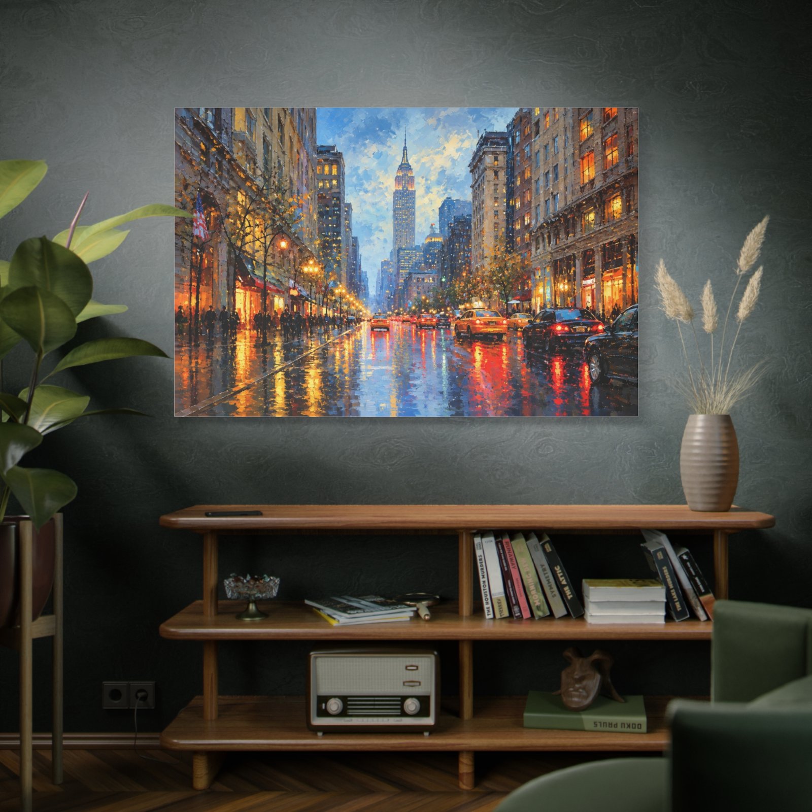 City Rainscape Canvas Print — NYC Evening Street Scene Matte Stretched Wall Art - Image 5