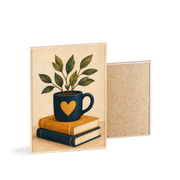 Botanical Coffee Mug Art Print — Framed Poster with Books (Cozy Kitchen & Reading Nook Wall Decor) - Image 4