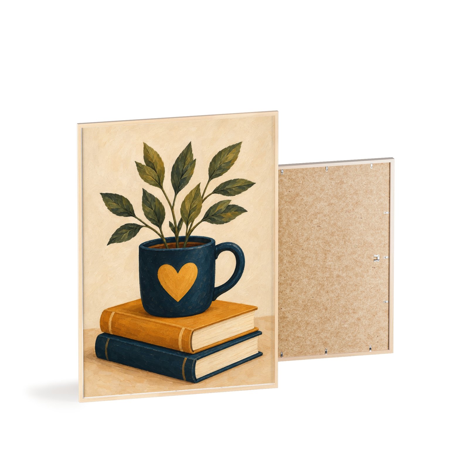 Botanical Coffee Mug Art Print — Framed Poster with Books (Cozy Kitchen & Reading Nook Wall Decor) - Image 4