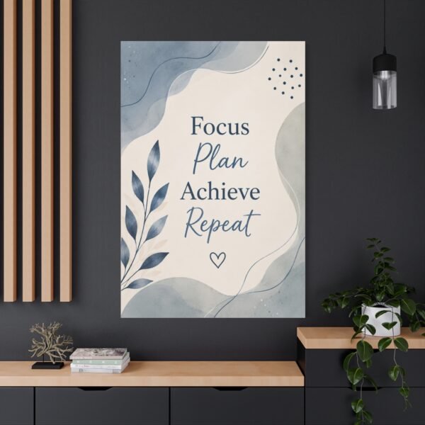 Motivational Canvas Print - "Focus Plan Achieve Repeat" Inspirational Wall Art - Image 4