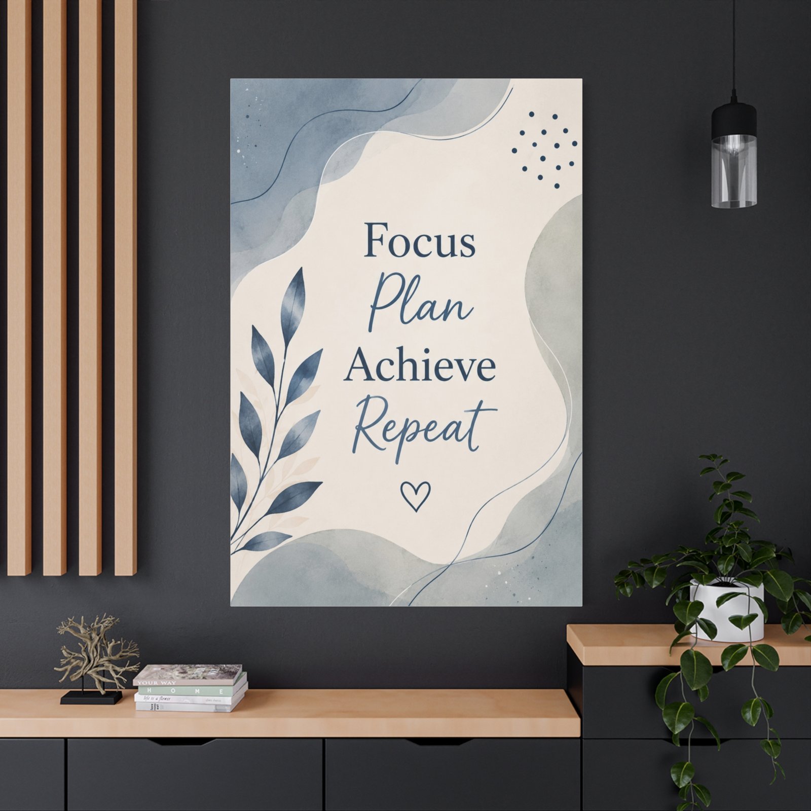 Motivational Canvas Print - "Focus Plan Achieve Repeat" Inspirational Wall Art - Image 4