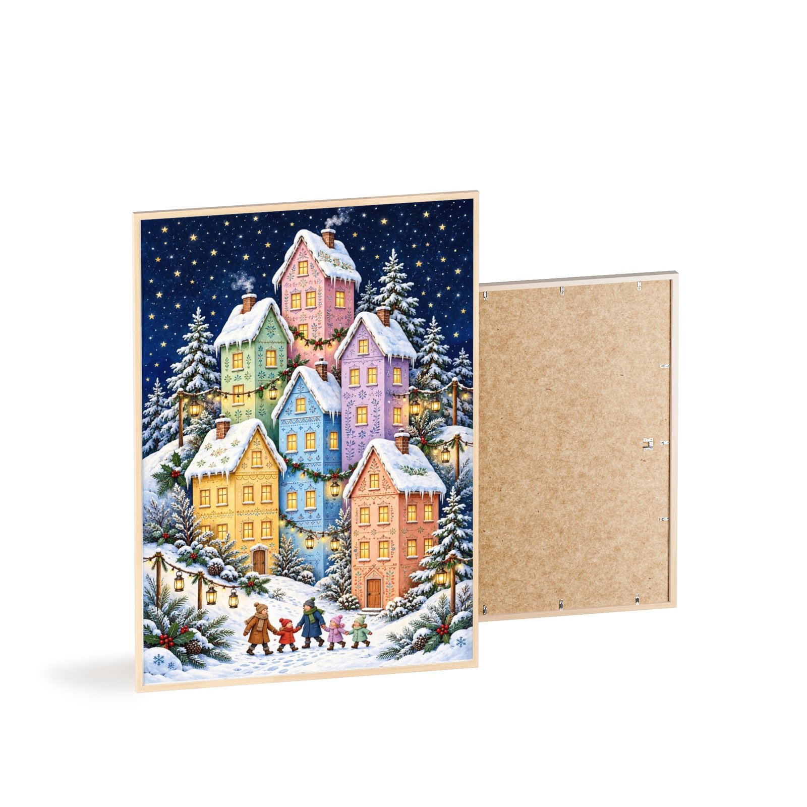 Framed Winter Village Poster — Snowy Night Holiday Wall Art - Image 4