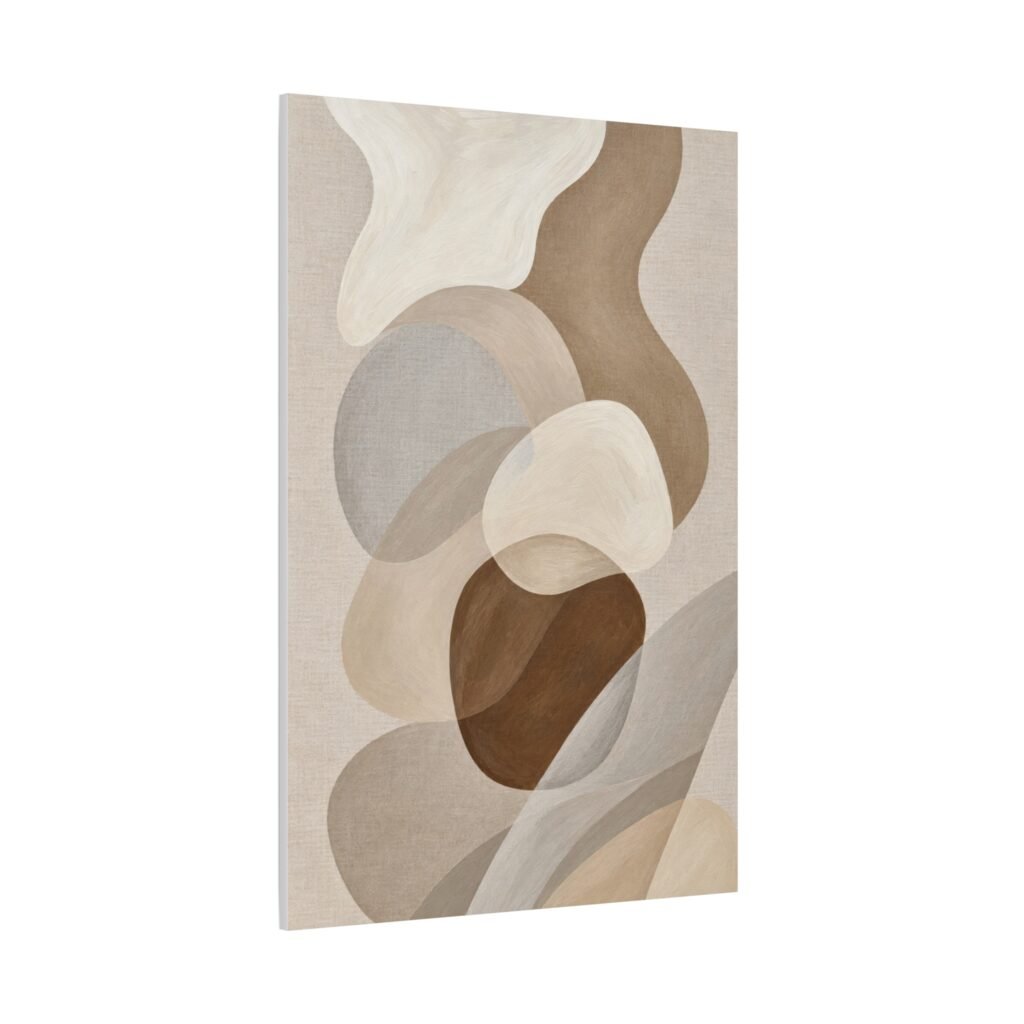 Neutral Abstract Canvas Art – Earth Tone Organic Shapes Matte Stretched Canvas