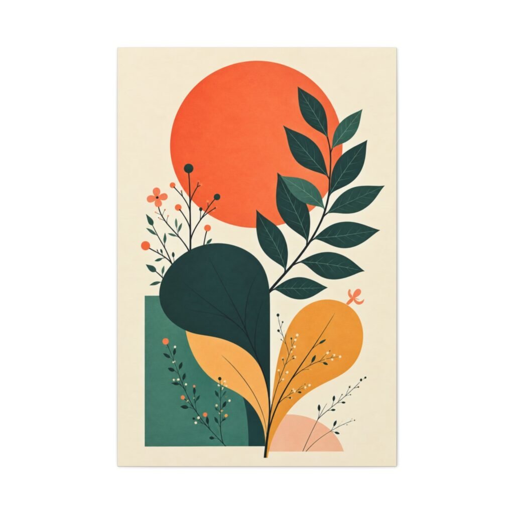 Abstract Botanical Canvas Print — Modern Mid Century Wall Art