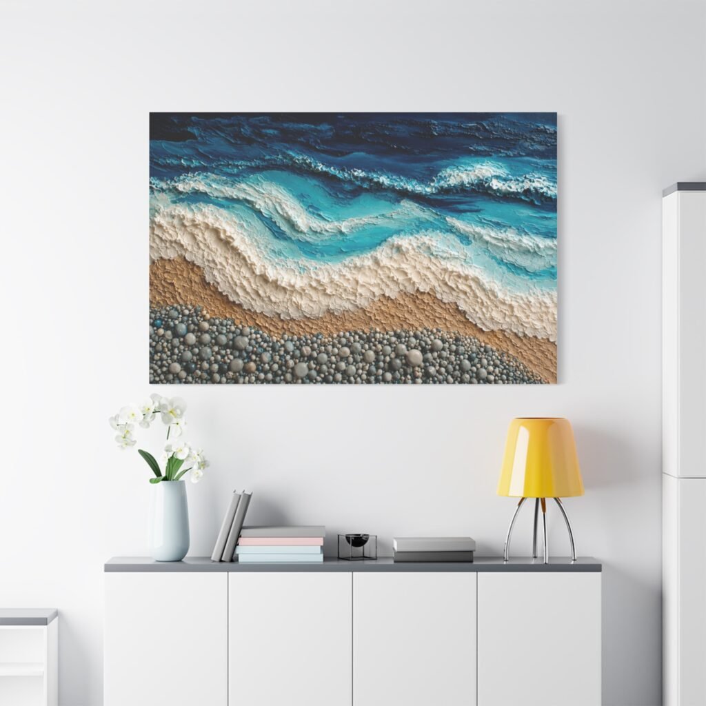 Seascape Beach Waves Matte Canvas Print — Stretched 1.25" Wall Art