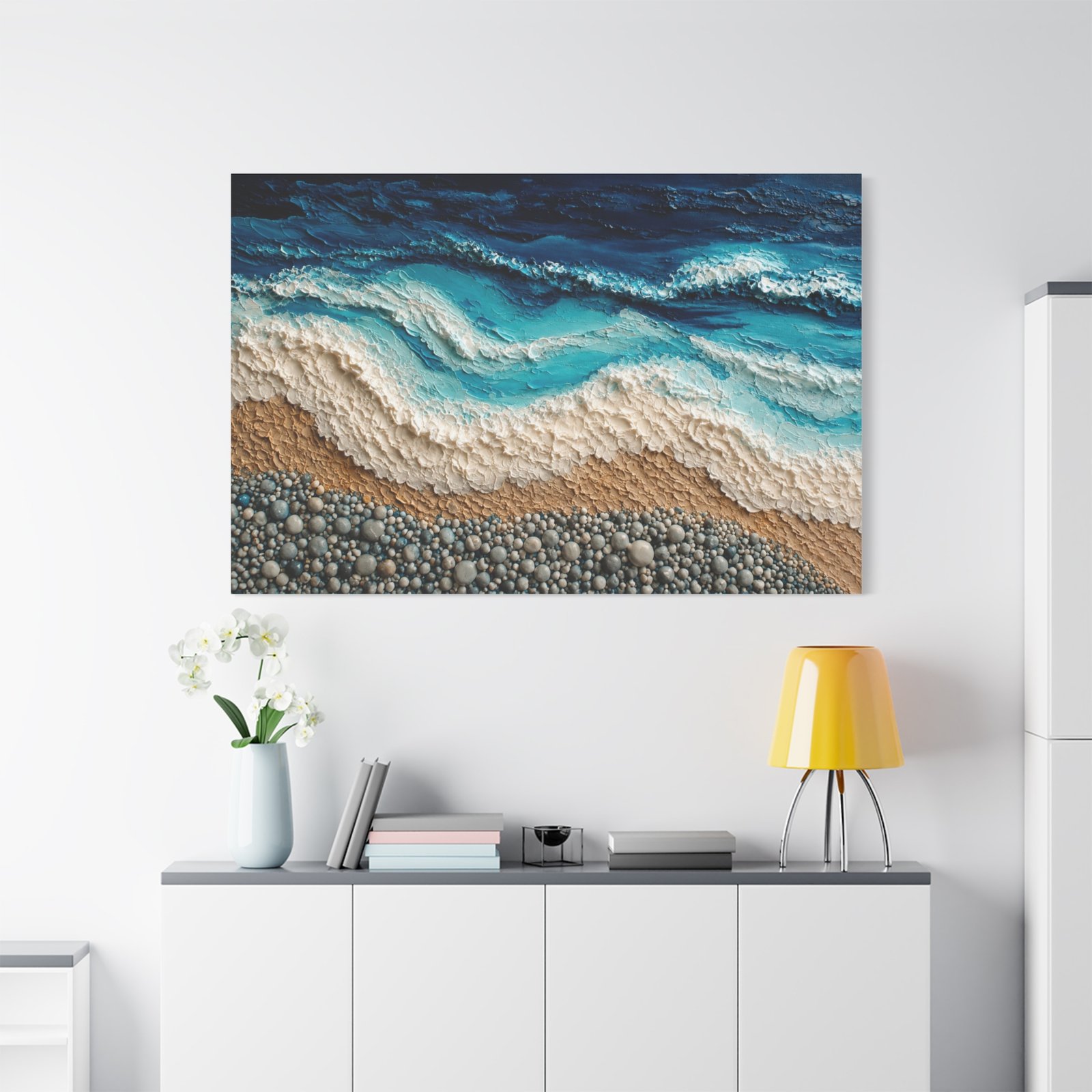 Seascape Beach Waves Matte Canvas Print — Stretched 1.25" Wall Art - Image 3