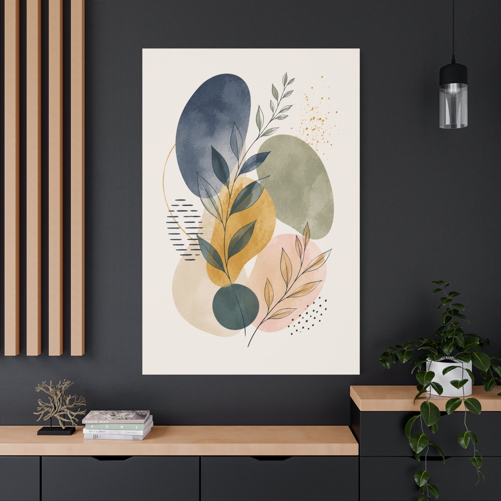 Abstract Botanical Canvas Wall Art – Modern Neutral Organic Shapes (Matte Stretched) - Image 4
