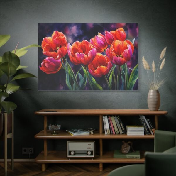 Red Tulip Floral Canvas Print — Vibrant Stretched Wall Art - Image 5