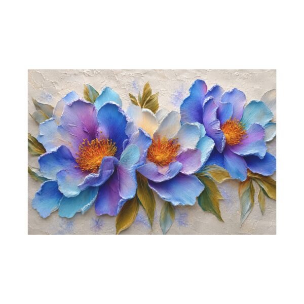 Blue Purple Peony Floral Canvas Wall Art - Matte Stretched 1.25" - Image 2