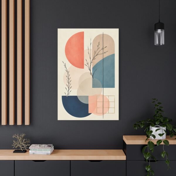 Abstract Geometric Canvas Wall Art — Modern Pastel Shapes with Botanical Line Accents - Image 4