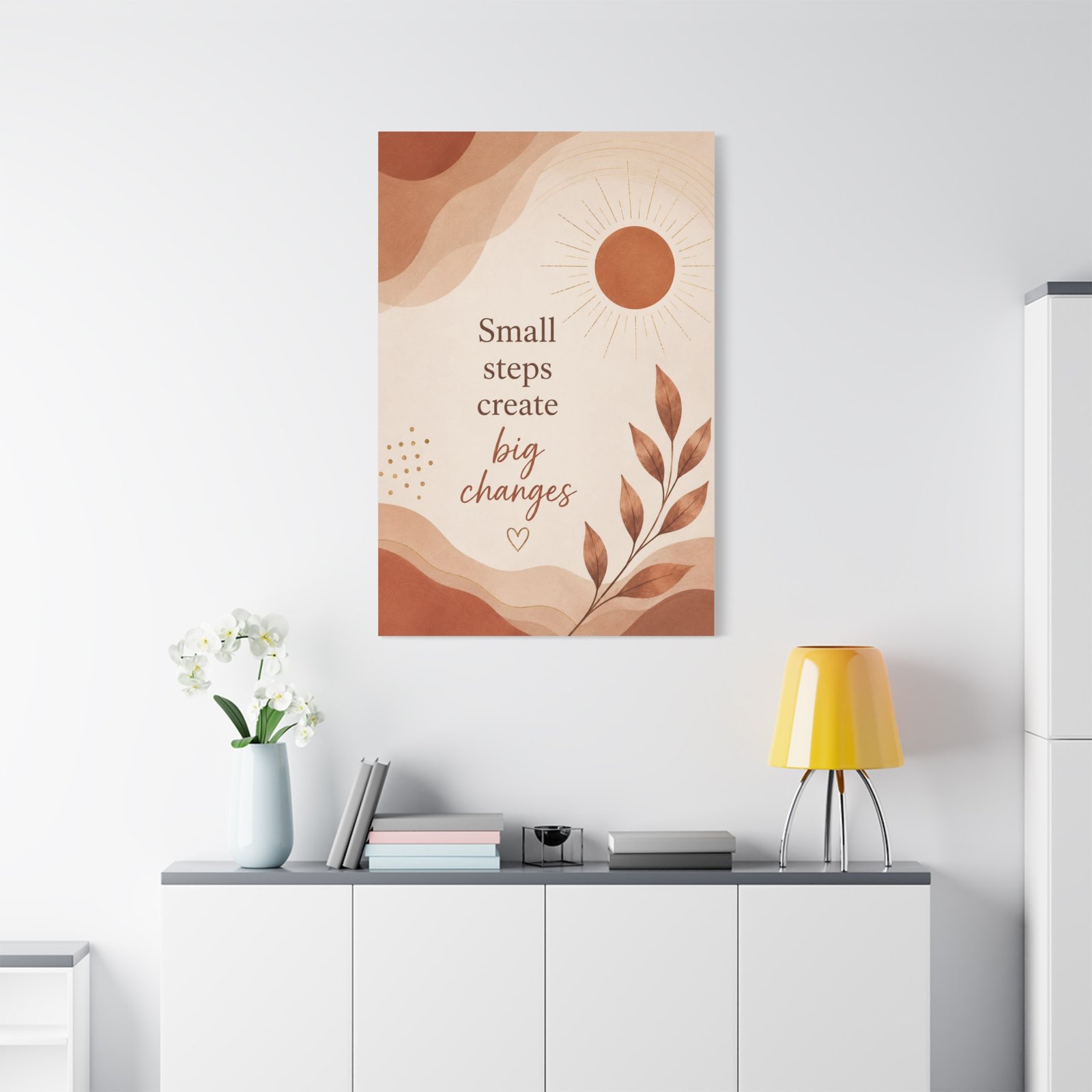 Inspirational Wall Art Canvas - "Small steps create big changes" Matte Stretched Canvas - Image 1