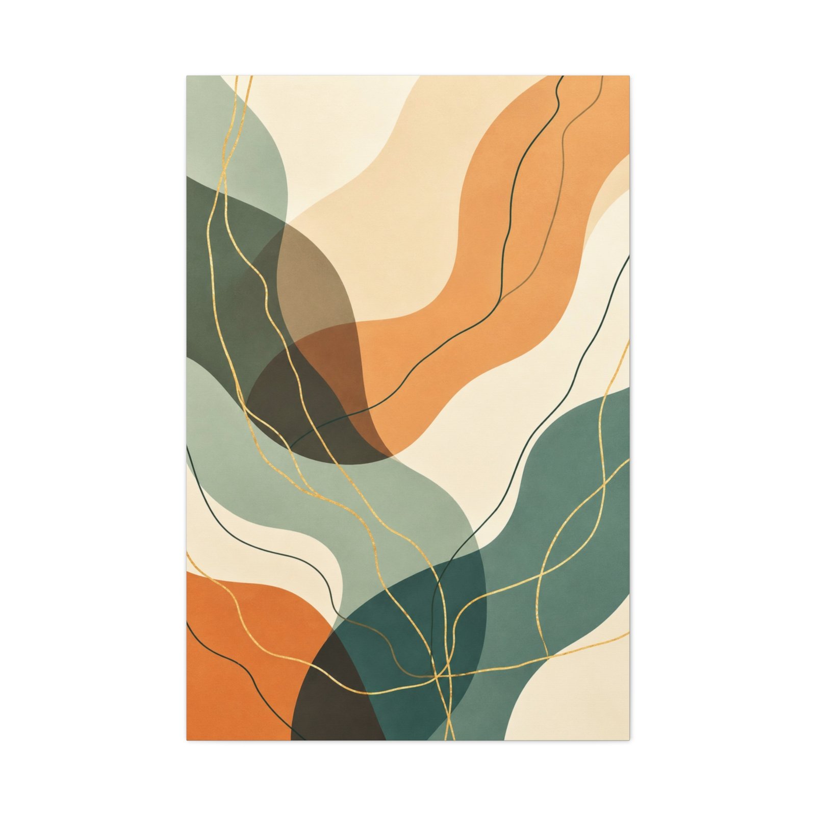 Abstract Organic Shapes Matte Canvas Wall Art — Earth Tone Mid-Century Modern Print - Image 2