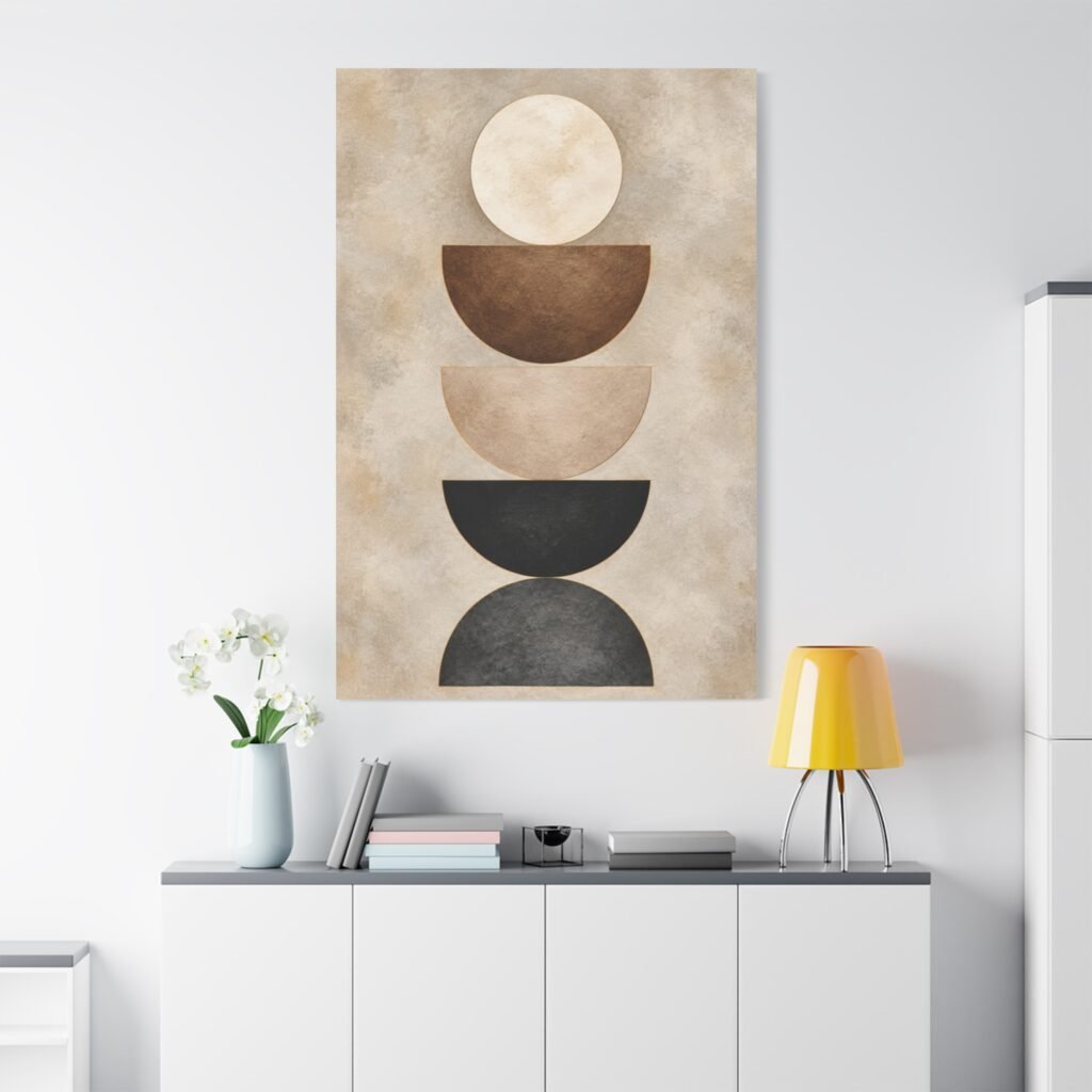 Abstract Stacked Semi-Circles Matte Canvas Wall Art — Neutral Boho Decor