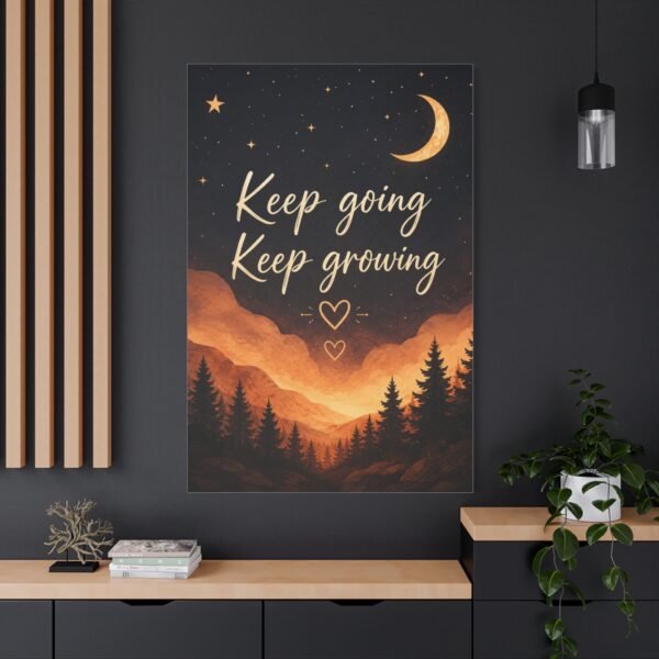 Keep Going Keep Growing Canvas Wall Art — Inspirational Night Sky Landscape - Image 4
