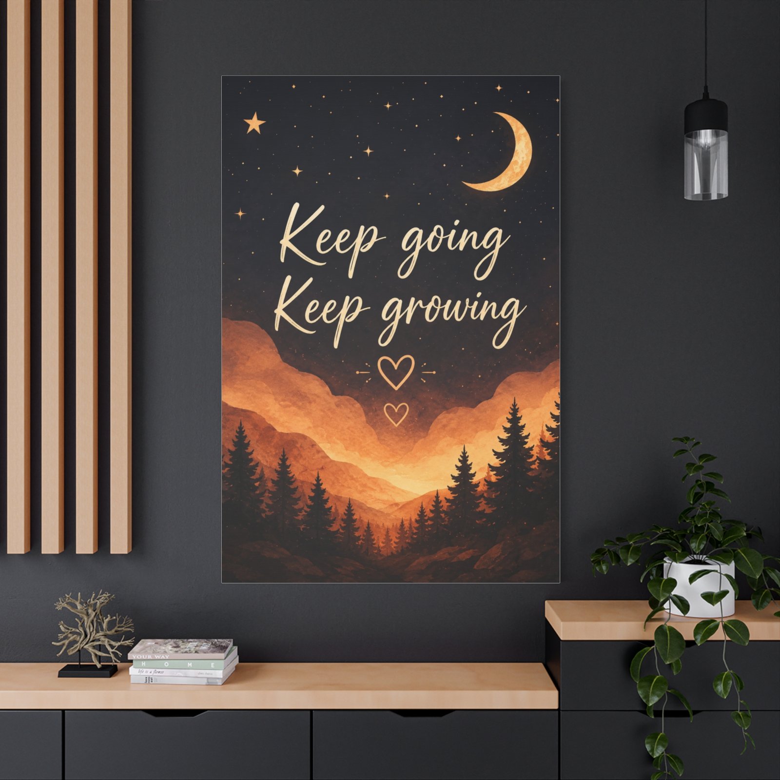 Keep Going Keep Growing Canvas Wall Art — Inspirational Night Sky Landscape - Image 4