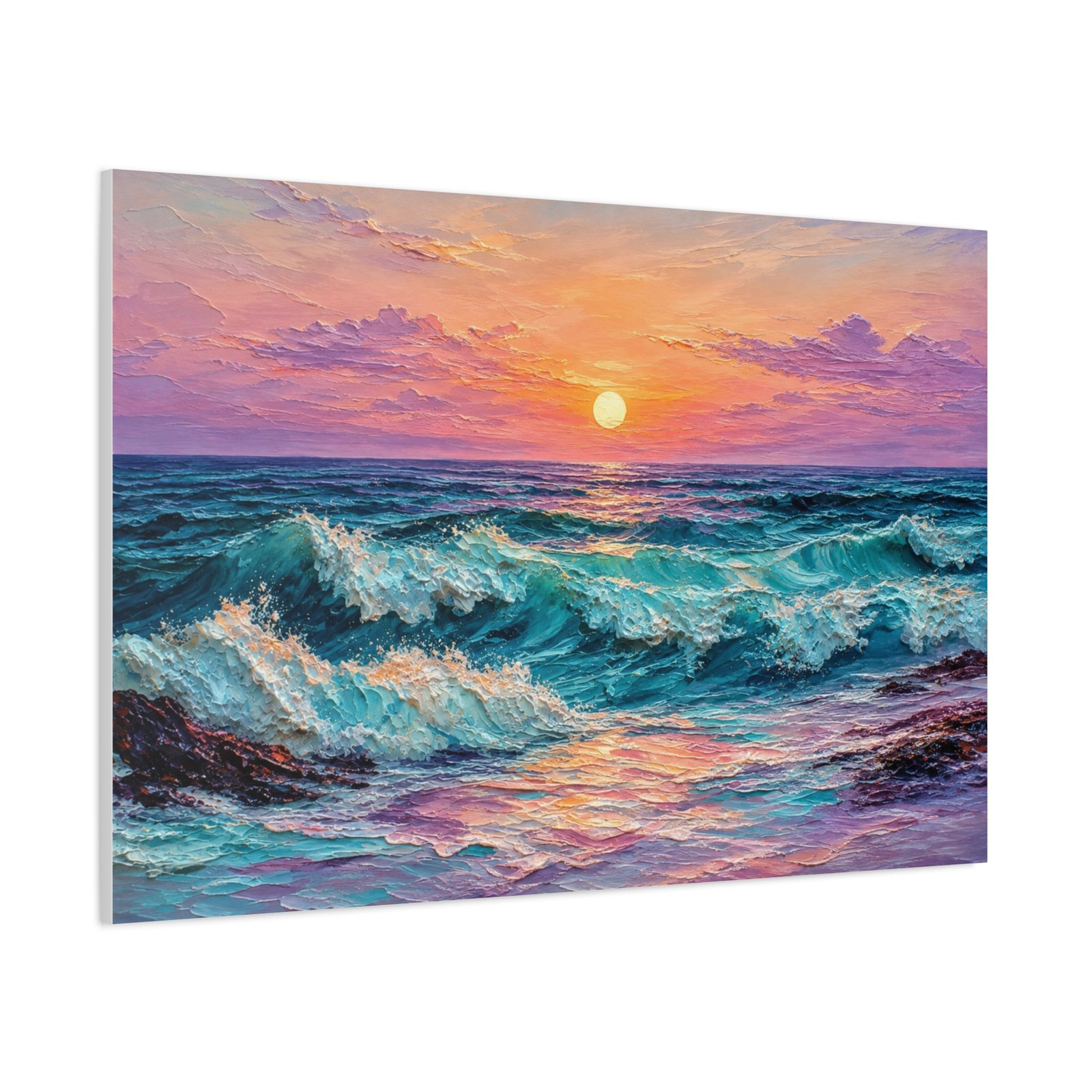 Sunset Ocean Waves Matte Canvas Print — Seaside Beach Wall Art - Image 42