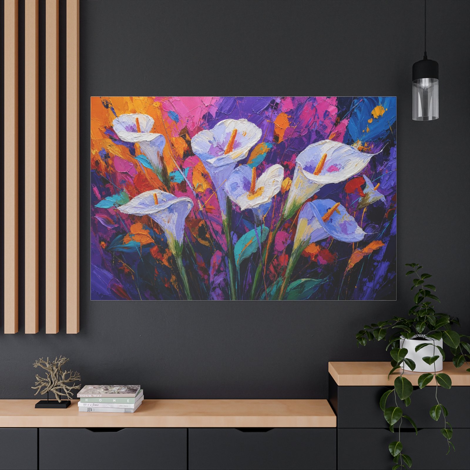 Colorful Calla Lily Floral Canvas Wall Art — Matte Stretched 1.25" - Image 4