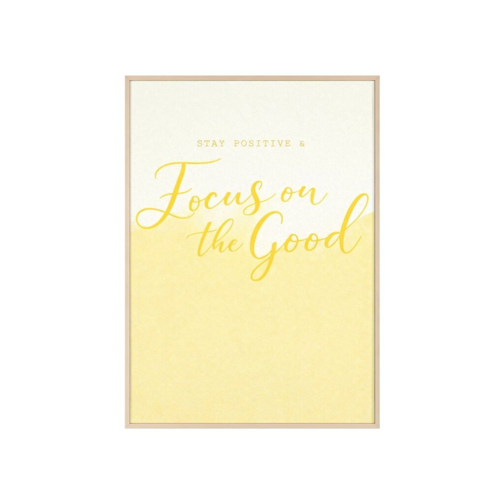 Framed Poster "Focus on the Good" – Yellow Motivational Wall Art