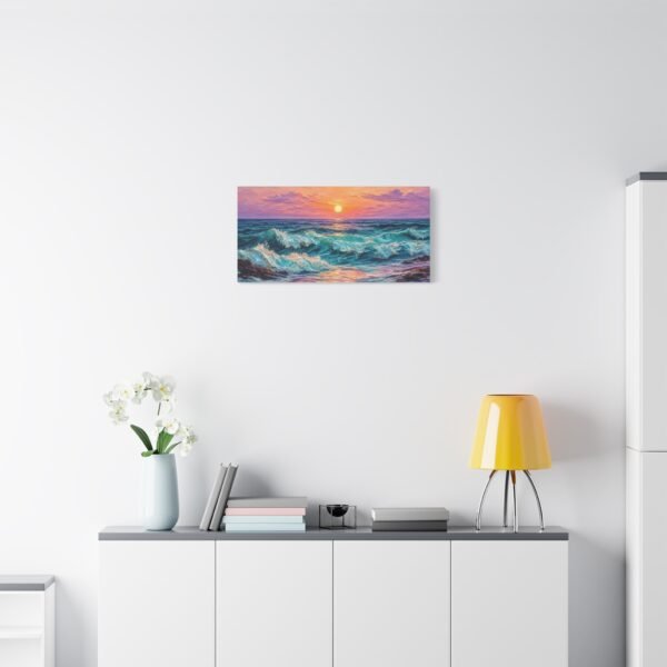 Sunset Ocean Waves Matte Canvas Print — Seaside Beach Wall Art - Image 15