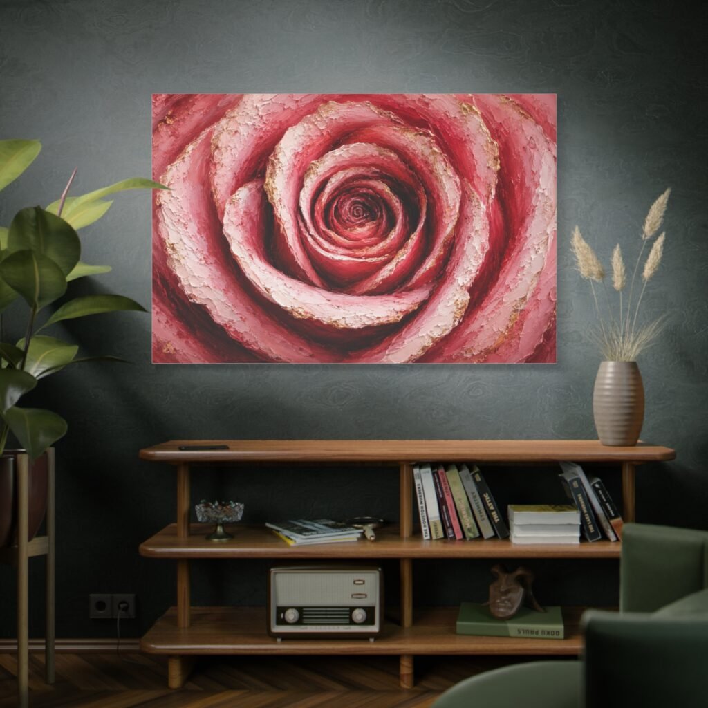 Pink Rose Canvas Wall Art – Stretched Matte Floral Canvas Print