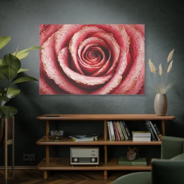 Pink Rose Canvas Wall Art – Stretched Matte Floral Canvas Print - Image 5