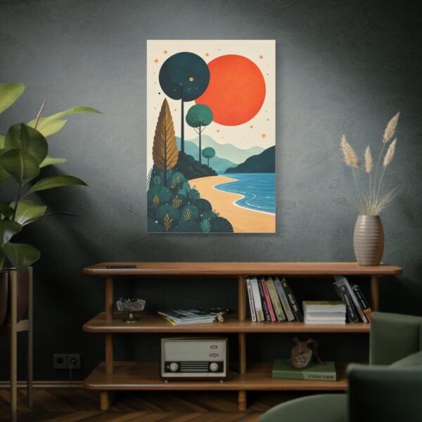 Modern Retro Sunset Beach Matte Canvas Wall Art - Image 5