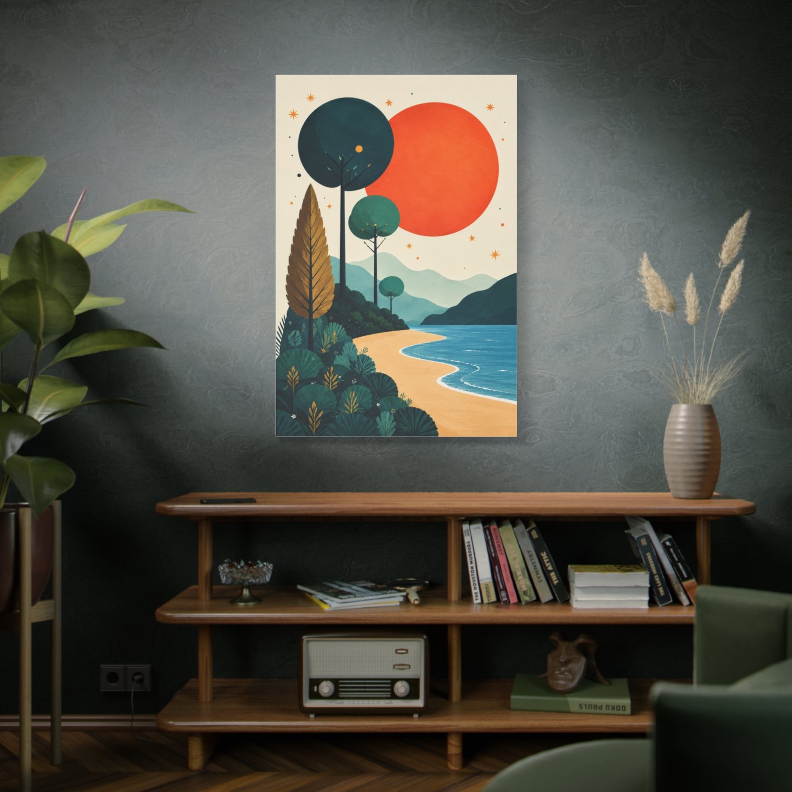 Modern Retro Sunset Beach Matte Canvas Wall Art - Image 5