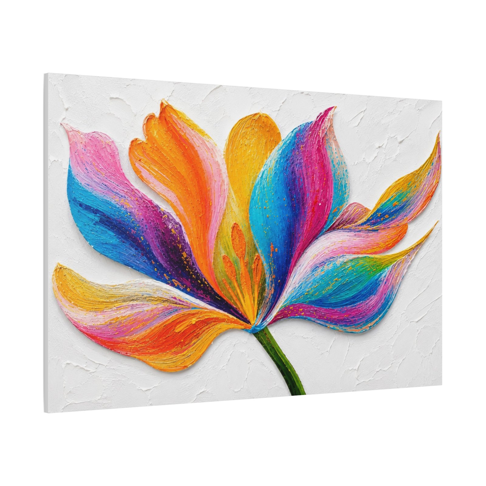 Colorful Floral Canvas Wall Art — Vibrant Rainbow Petal Painting on Matte Stretched Canvas - Image 3