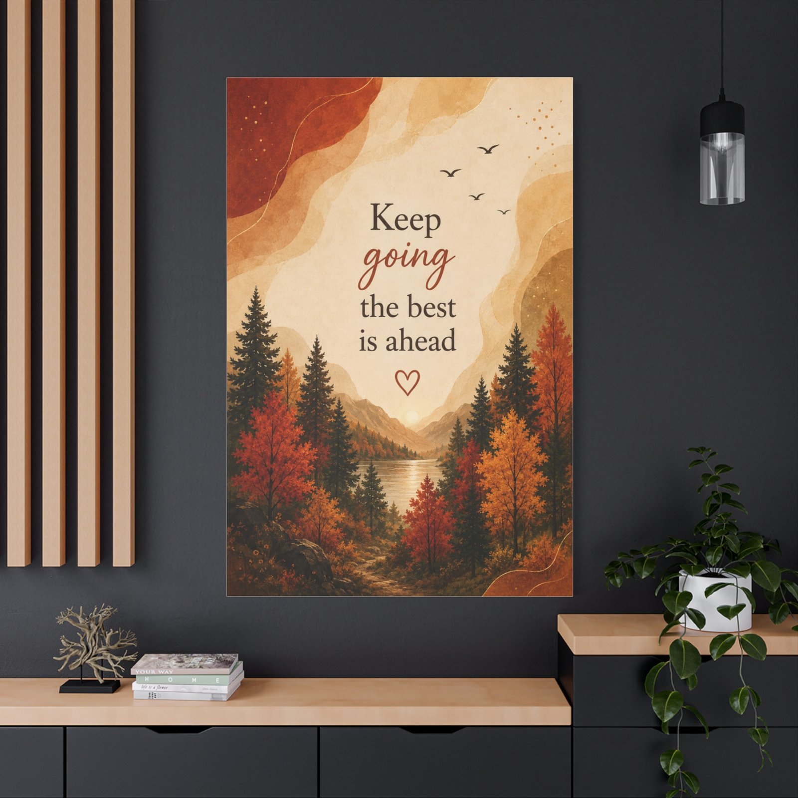 Canvas Wall Art - "Keep Going the Best Is Ahead" Autumn Landscape - Image 4