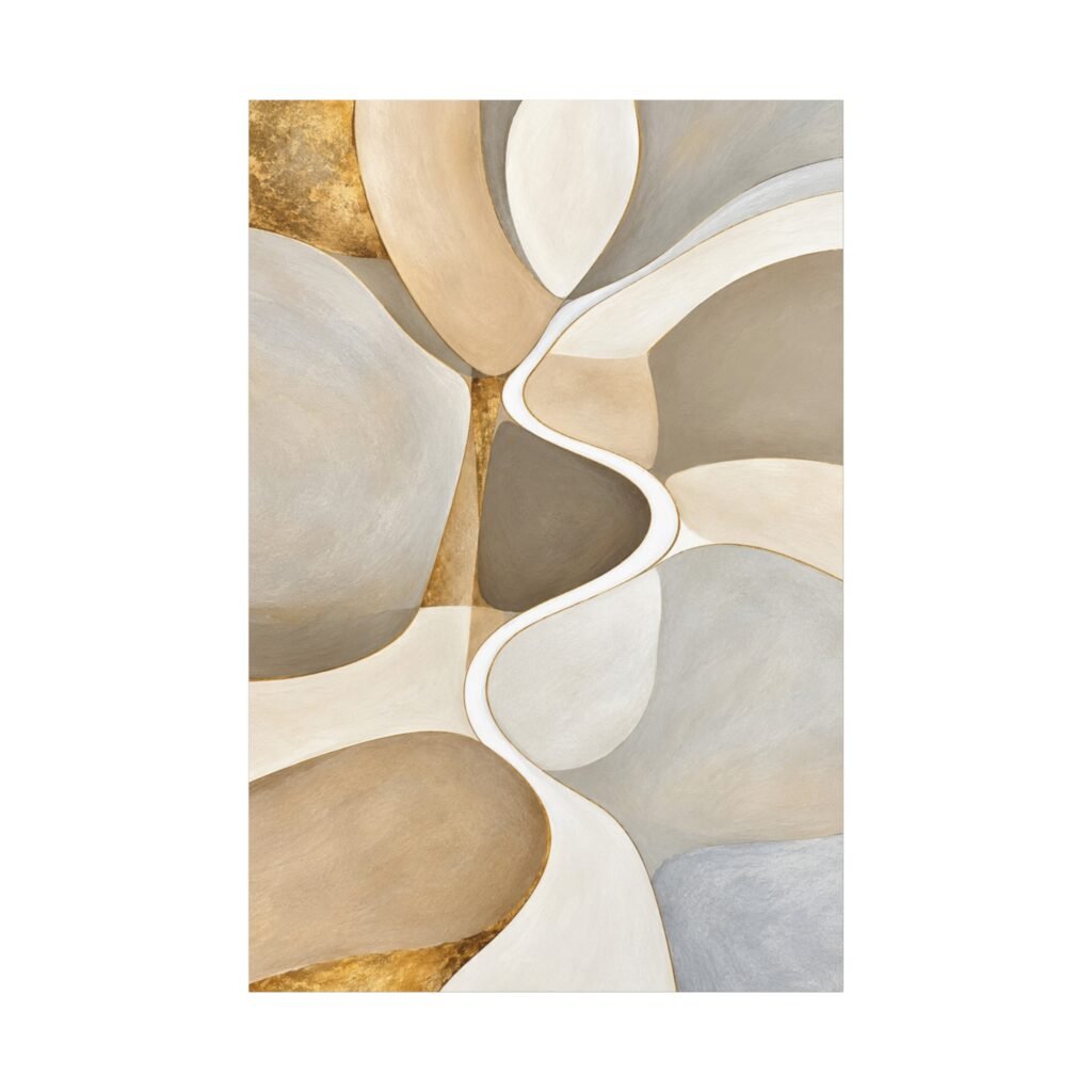Abstract Neutral Tones Canvas Art — Organic Shapes Matte Stretched Print