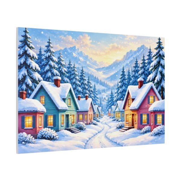 Winter Village Canvas Print — Snowy Mountain Cottage Wall Art - Image 2
