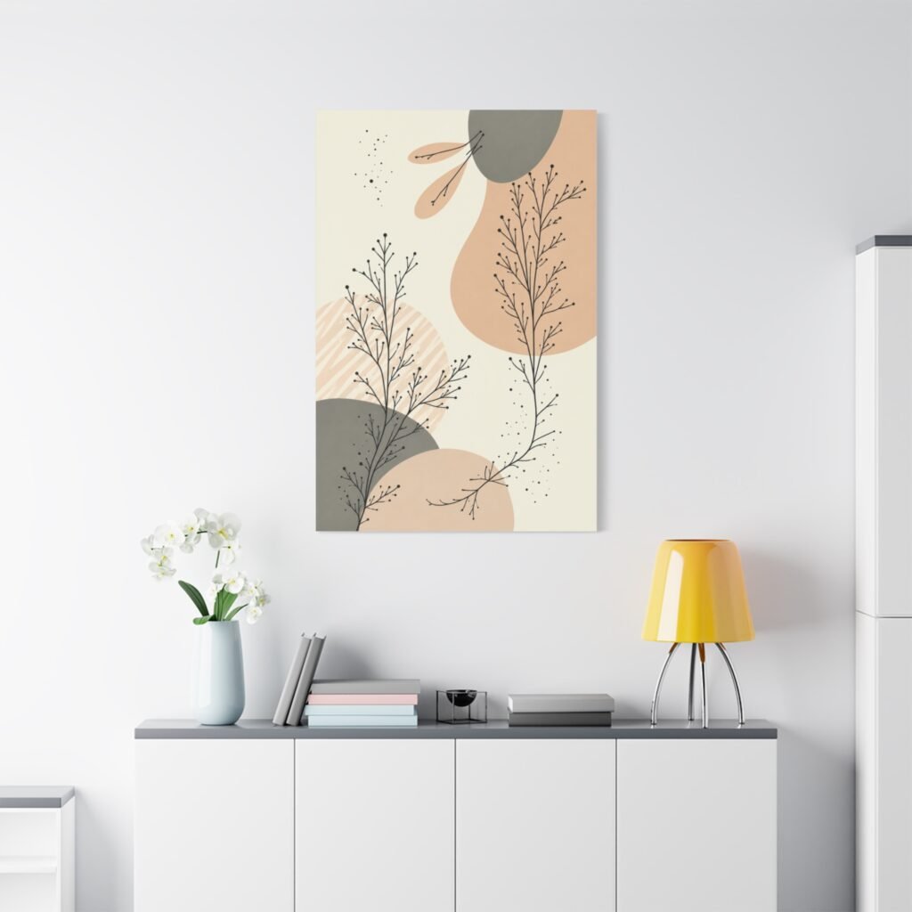 Abstract Botanical Matte Canvas Wall Art – Neutral Terracotta & Sage Stretched Canvas