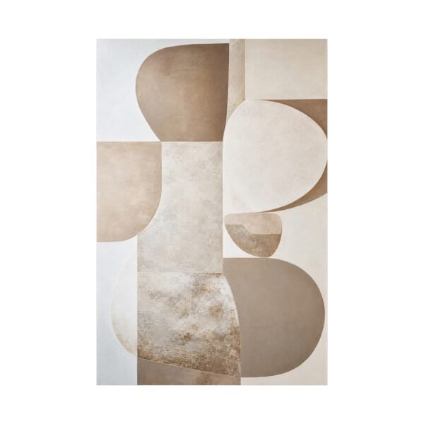 Neutral Abstract Canvas Wall Art – Beige Minimalist Geometric Stretched Canvas - Image 2