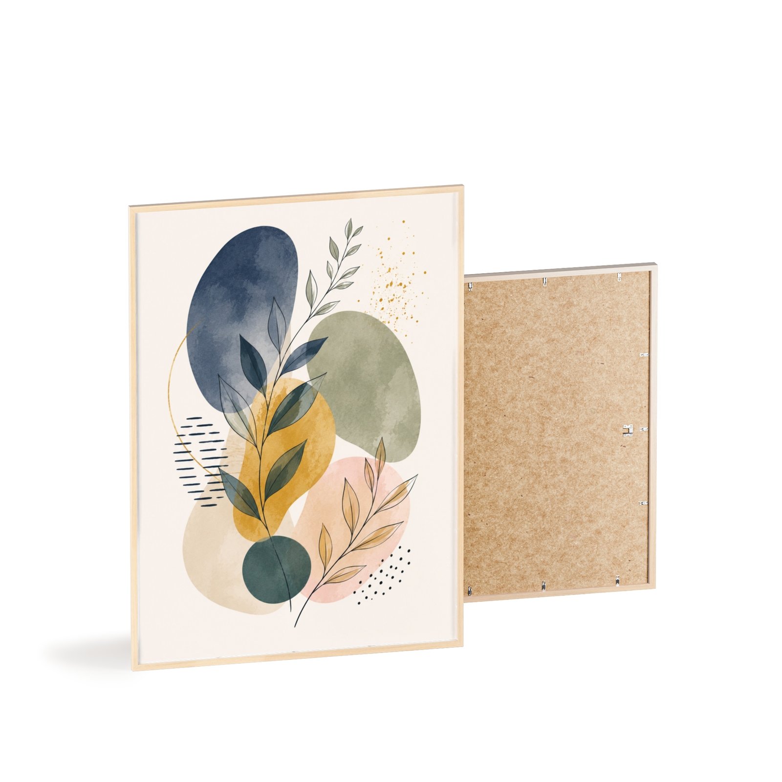 Boho Botanical Poster with Wooden Frame — Neutral Watercolor Wall Art - Image 4