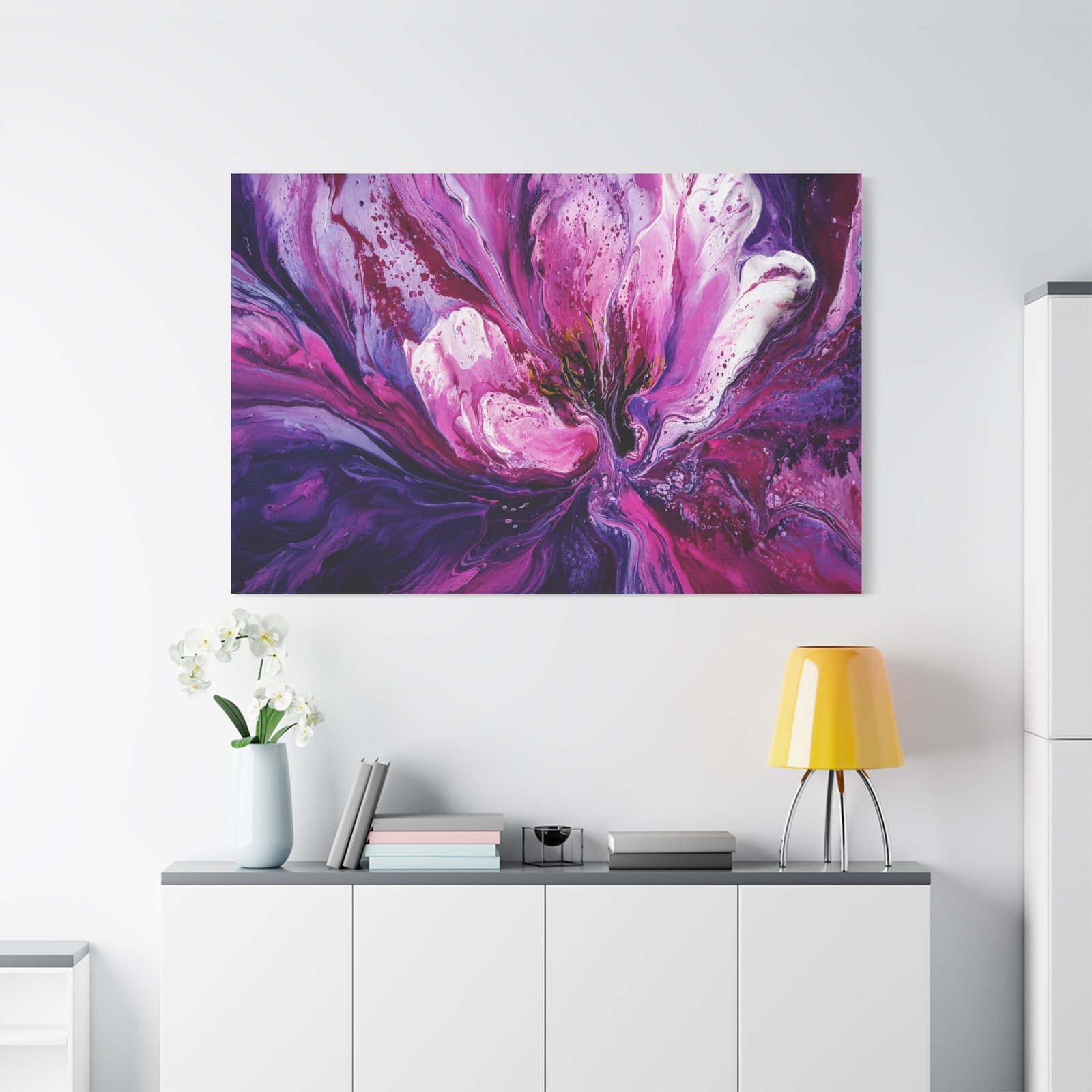 Abstract Purple Floral Burst Matte Canvas Wall Art — Stretched 1.25" - Image 1