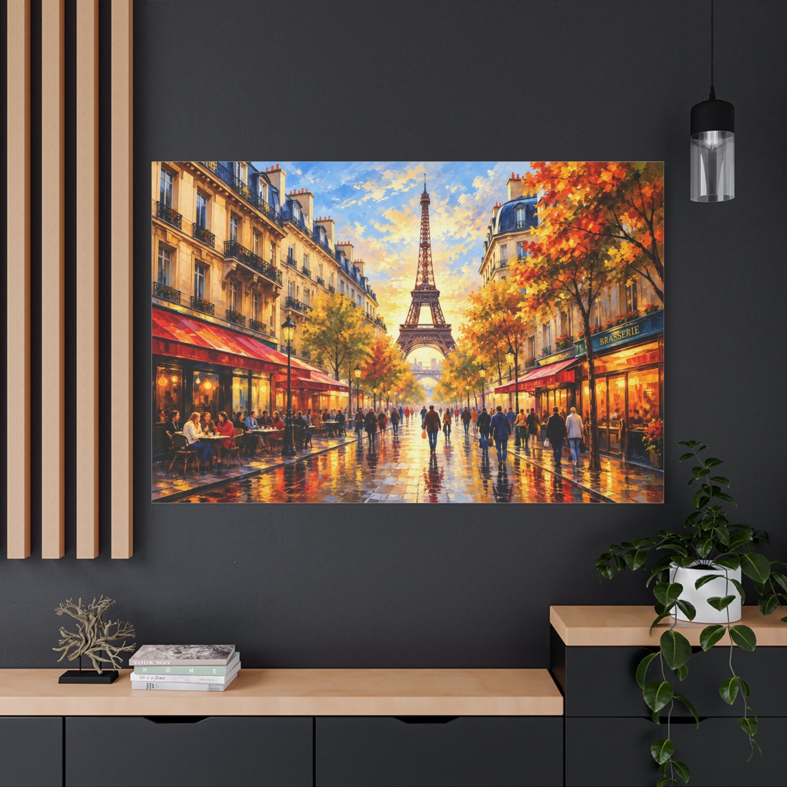 Eiffel Tower Paris Street Scene Matte Canvas Wall Art, Stretched - Image 4