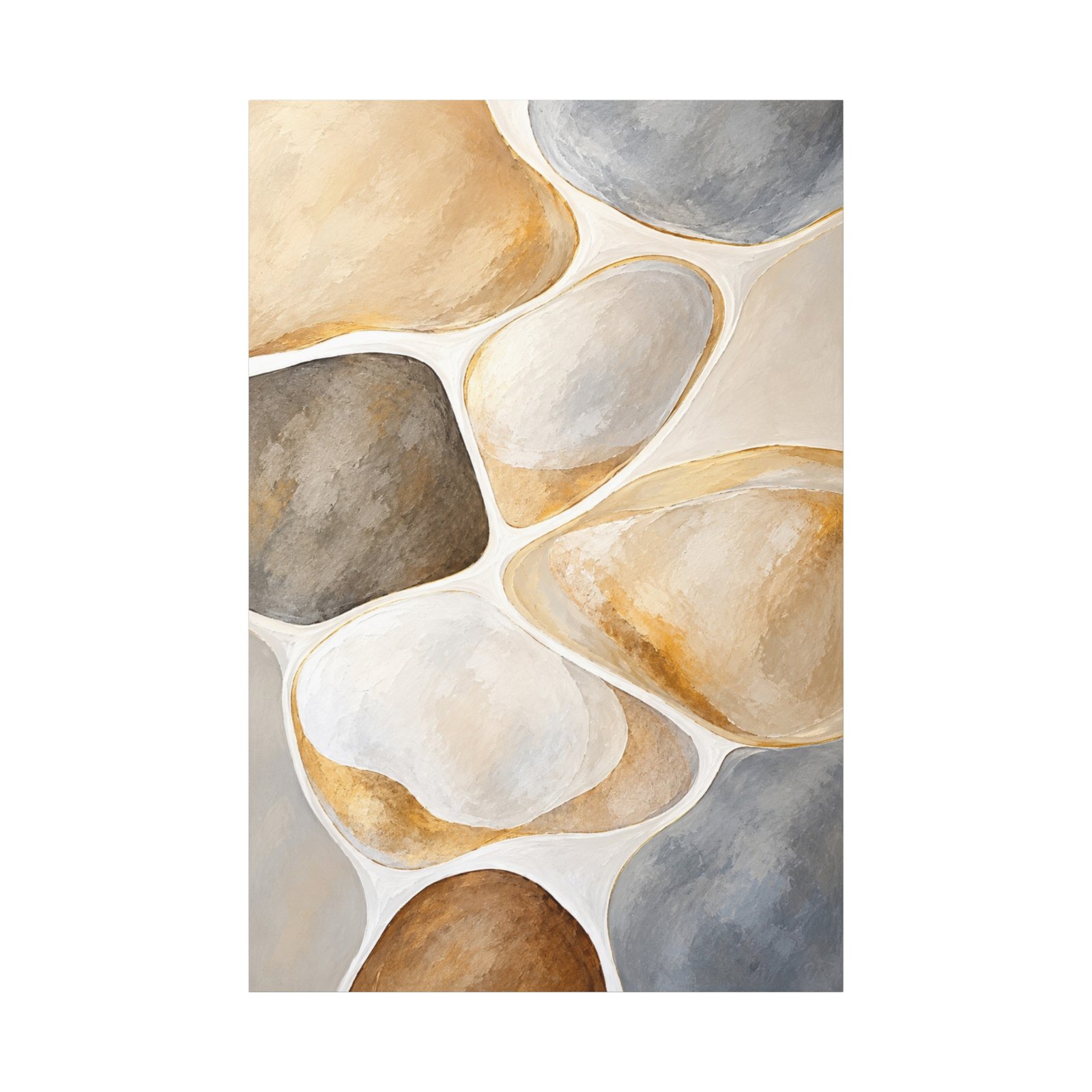 Abstract Pebble Art Canvas – Neutral Earthtone Wall Decor - Image 2