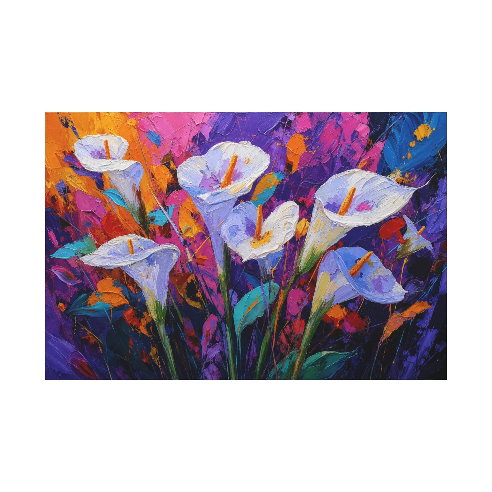 Colorful Calla Lily Floral Canvas Wall Art — Matte Stretched 1.25" - Image 2