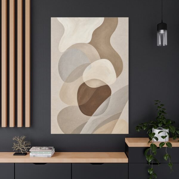Neutral Abstract Canvas Art – Earth Tone Organic Shapes Matte Stretched Canvas - Image 4
