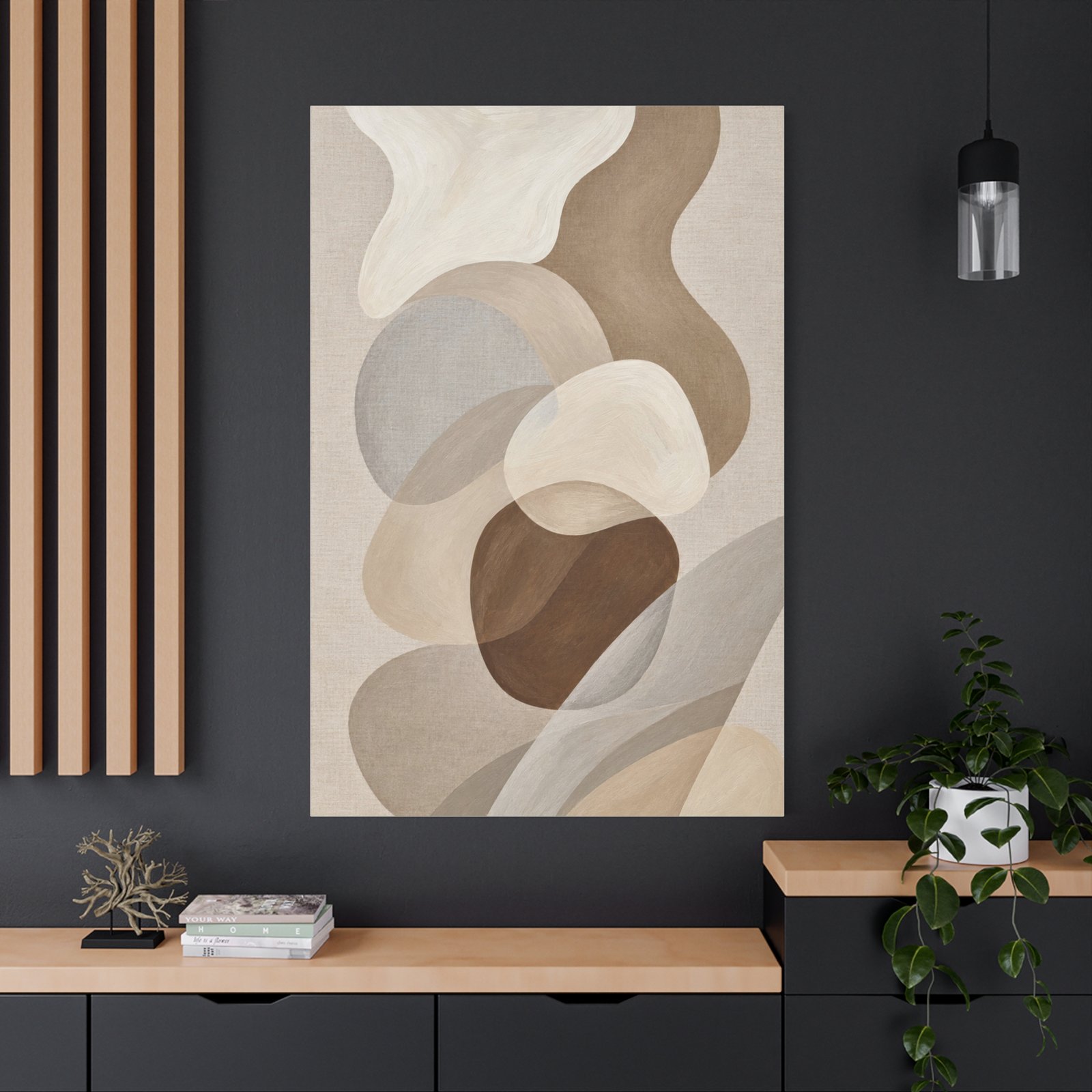 Neutral Abstract Canvas Art – Earth Tone Organic Shapes Matte Stretched Canvas - Image 4