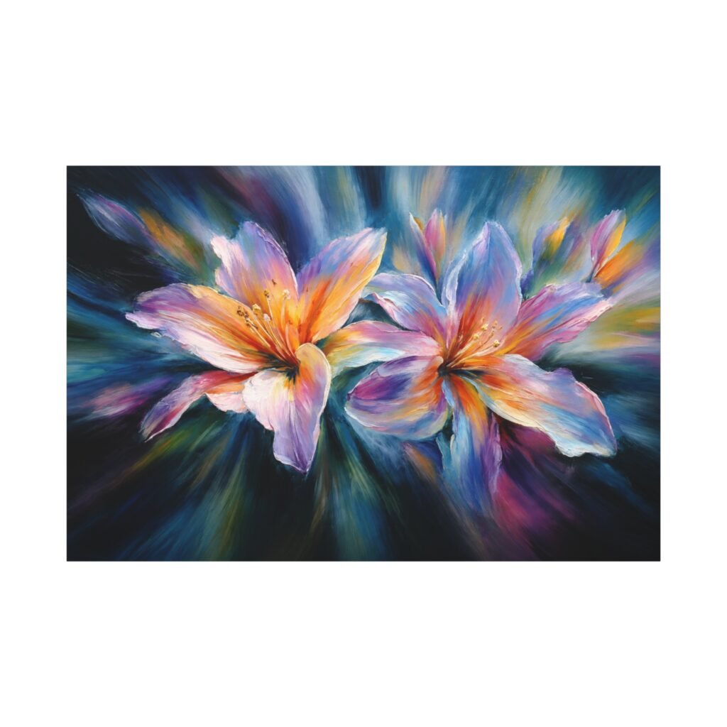 Floral Burst Matte Canvas Print — Colorful Lily Wall Art, Stretched 1.25"
