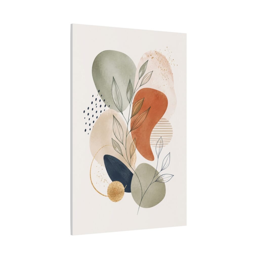 Abstract Botanical Canvas Wall Art – Earth Tones Matte Stretched Print