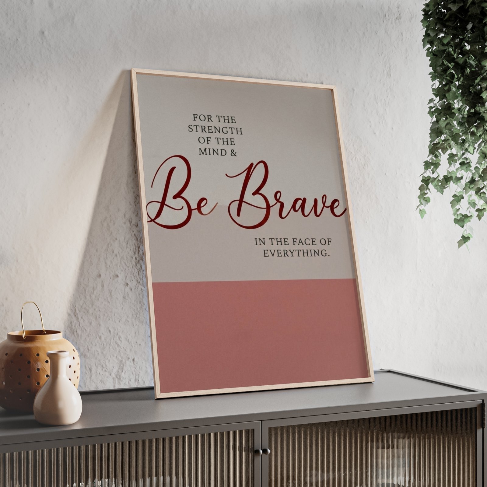 Be Brave Inspirational Poster with Wooden Frame — Motivational Wall Art for Home or Office - Image 2