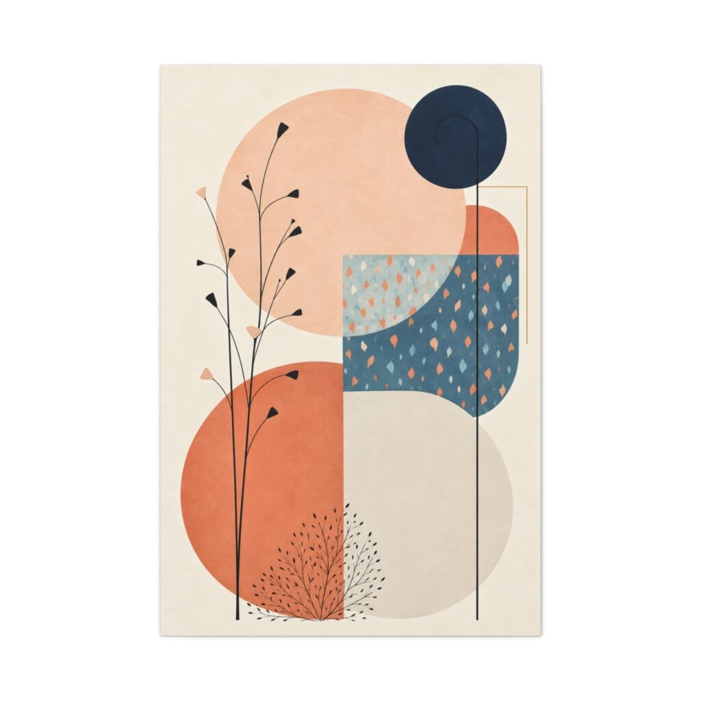 Modern Abstract Canvas Wall Art — Mid-Century Geometric Matte Print
