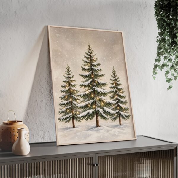Framed Winter Pines Poster — Snowy Christmas Tree Wall Art - Image 3