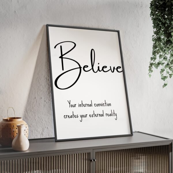 Believe Inspirational Poster with Wooden Frame — Motivational Wall Art - Image 2