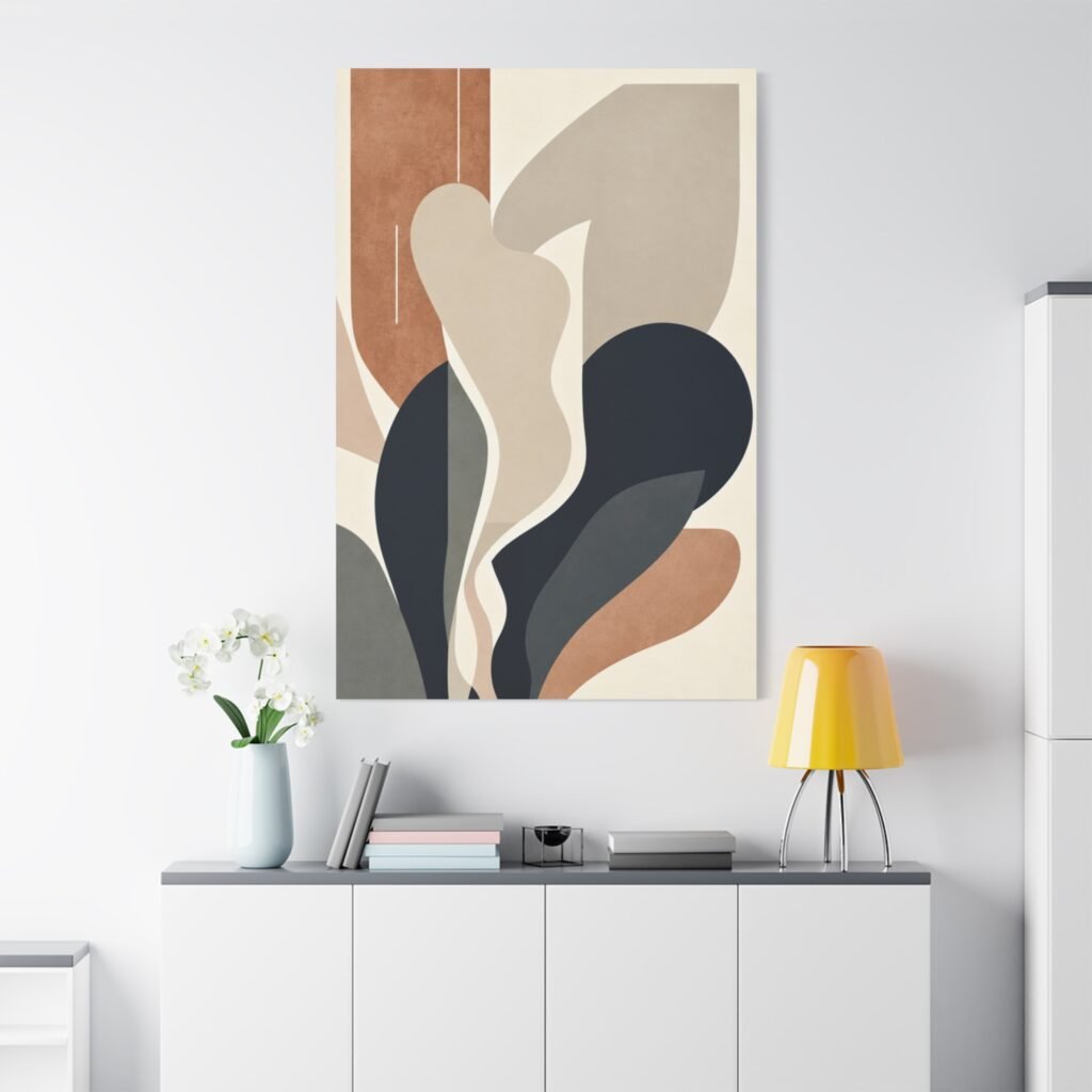 Abstract Neutral Shapes Matte Canvas Wall Art — Modern Minimalist Stretched Canvas