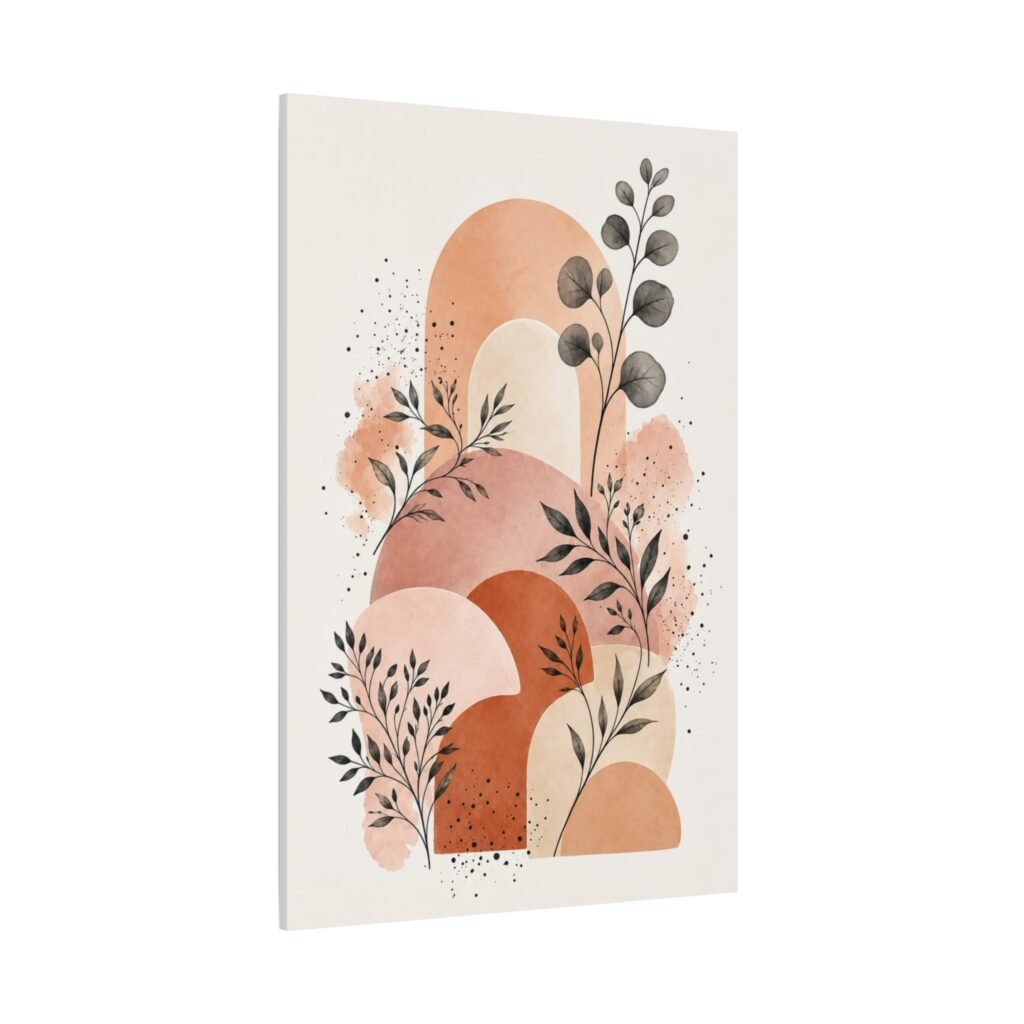 Abstract Terracotta Arch Botanical Canvas