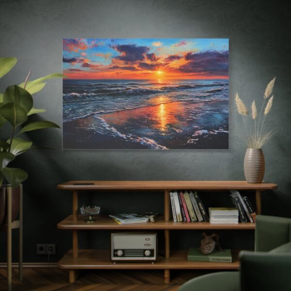 Sunset Beach Canvas Print — Stretched Matte Seascape Wall Art - Image 5